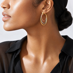 14k Tri-Color Graduated 3 Ring Hoops - Model Shot