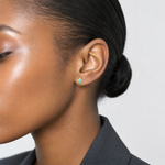 14k Polished Turquoise Star Post Earrings - Model Shot