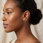 14K Tri Color 3-pair Hoop Earrings Set - Model Shot