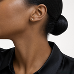 14K Polished CZ Triangle Post Earrings - Model Shot