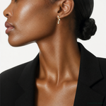 14K Polished Fancy CZ Post Earrings - Model Shot