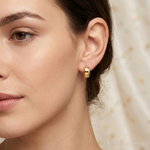 14k Polished 5mm Hinged Huggie Hoop Earrings - Model Shot