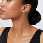 14K Polished CZ Studs and Small Endless Hoop Earring Set - Model Shot