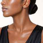 14K Polished CZ Ball and Heart Post Earring Set - Model Shot
