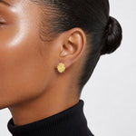 14K Diamond Cut Miraculous Medal Post Earrings - Model Shot
