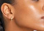14k Polished and Beaded CZ Post C-Hoop Earrings - Model Shot