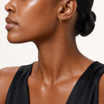 14k Polished and Beaded Post J-Hoop Earrings - Model Shot