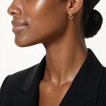 14k Polished CZ Circle Post Dangle Earrings - Model Shot