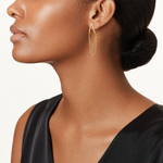 14k Polished V Design with Dangle Chain Post Earrings - Model Shot