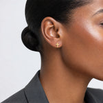 14k Polished Cross Post Earrings - Model Shot