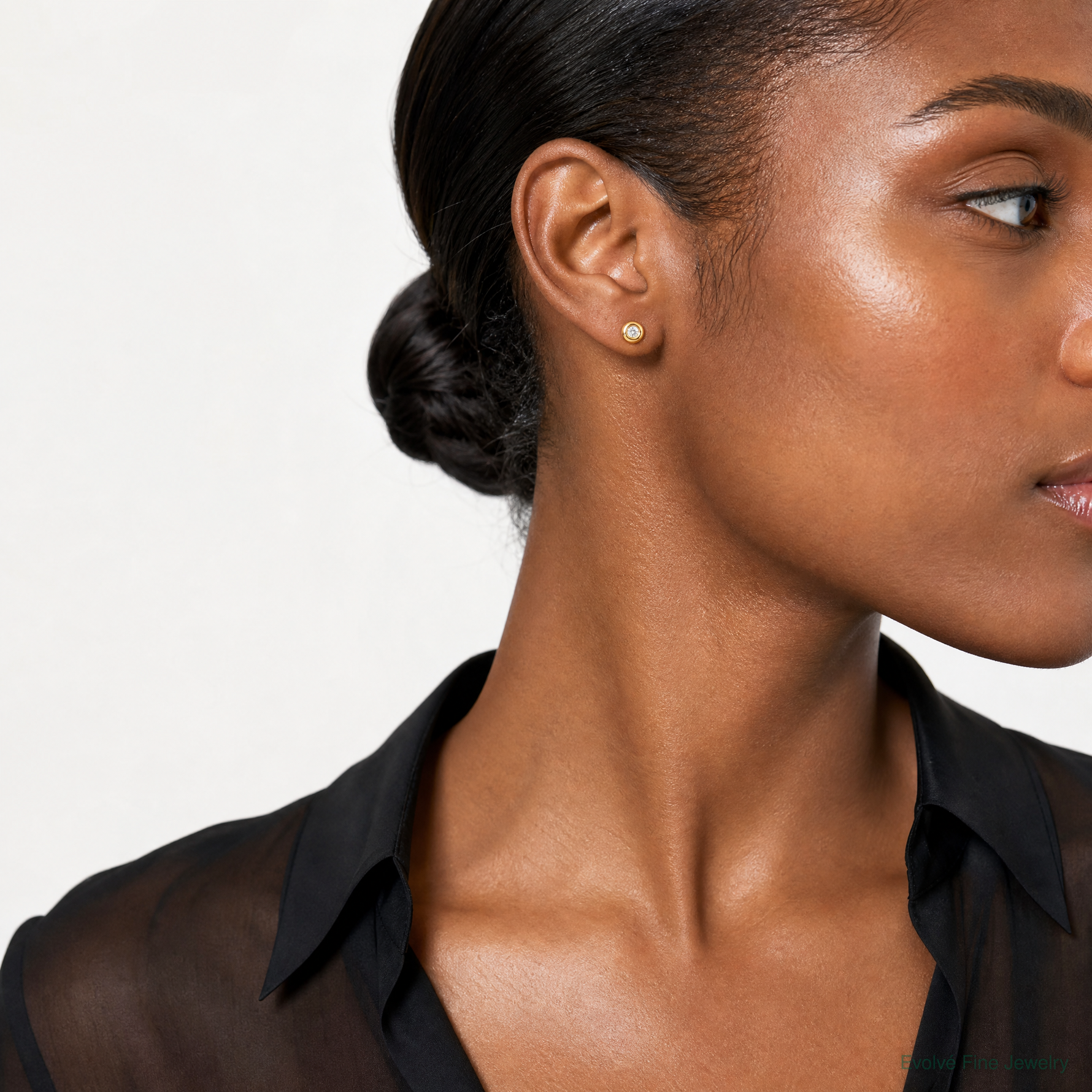 14k Polished CZ Earrings - Model Shot