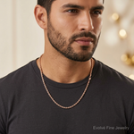 14k Rose Gold 1.50mm D/C Rope with Lobster Clasp Chain - Model Shot