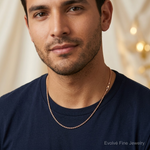14k Rose Gold 2mm D/C Rope with Lobster Clasp Chain - Model Shot