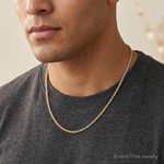 14k Tri-Color 2.9mm D/C Rope Chain - Model Shot
