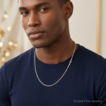 14k White Gold 3.5mm D/C Rope with Lobster Clasp Chain - Model Shot