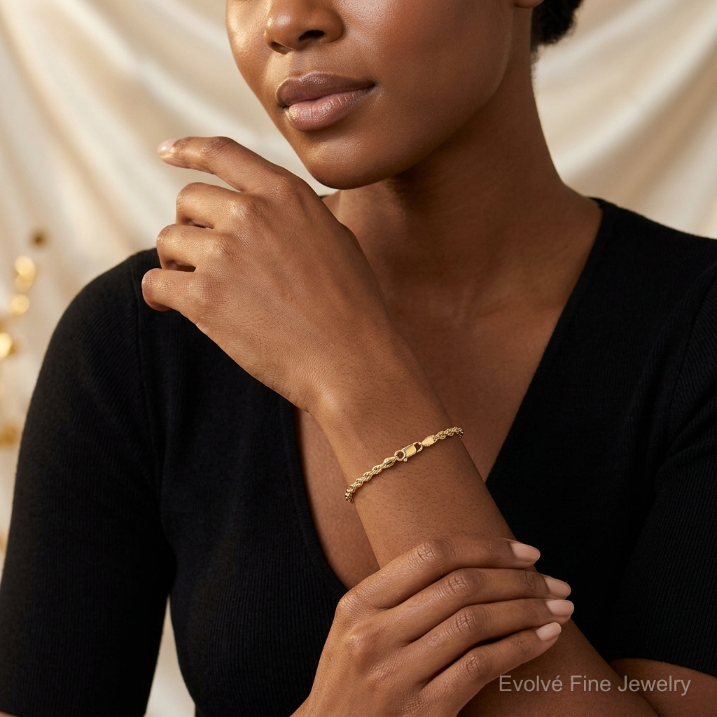 14K 3.75mm D/C Rope with Lobster Clasp Chain - Model Shot
