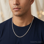 14k White Gold 5.5mm D/C Rope with Lobster Clasp Chain - Model Shot