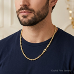 14K 6.5mm  D/C Rope with Fancy Lobster Clasp Chain - Model Shot