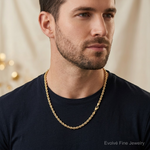 14K 8mm  D/C Rope with Fancy Lobster Clasp Chain - Model Shot