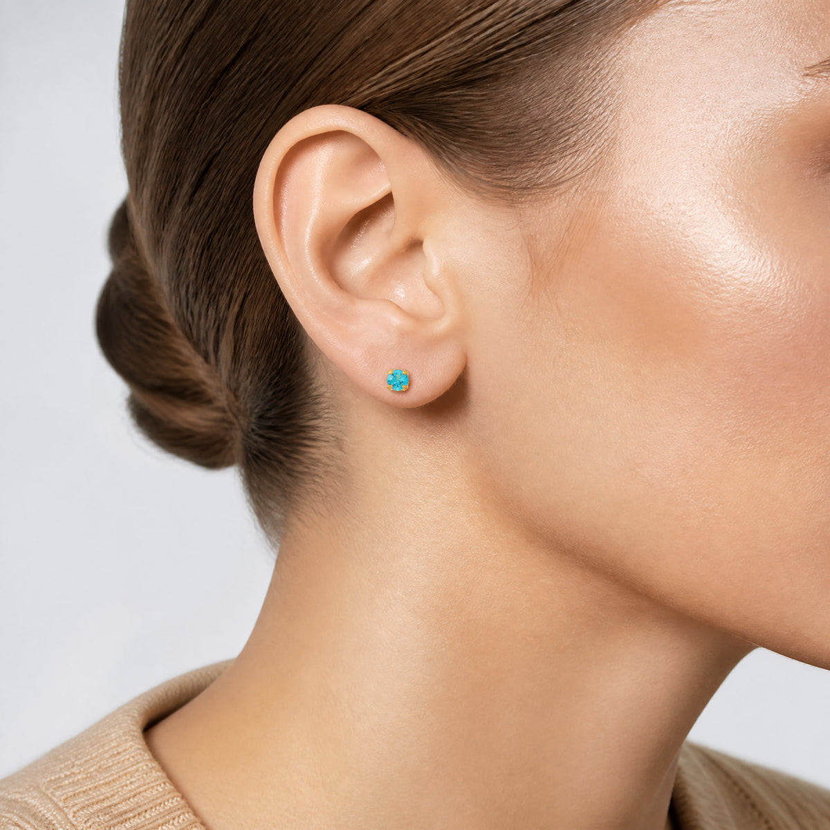 Inverness 14k 3mm December Crystal Birthstone Post Earrings - Model Shot
