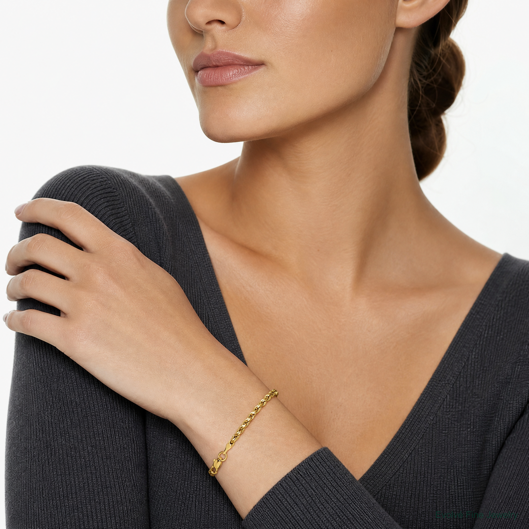 10k 3mm Semi-Solid Rope Chain - Model Shot