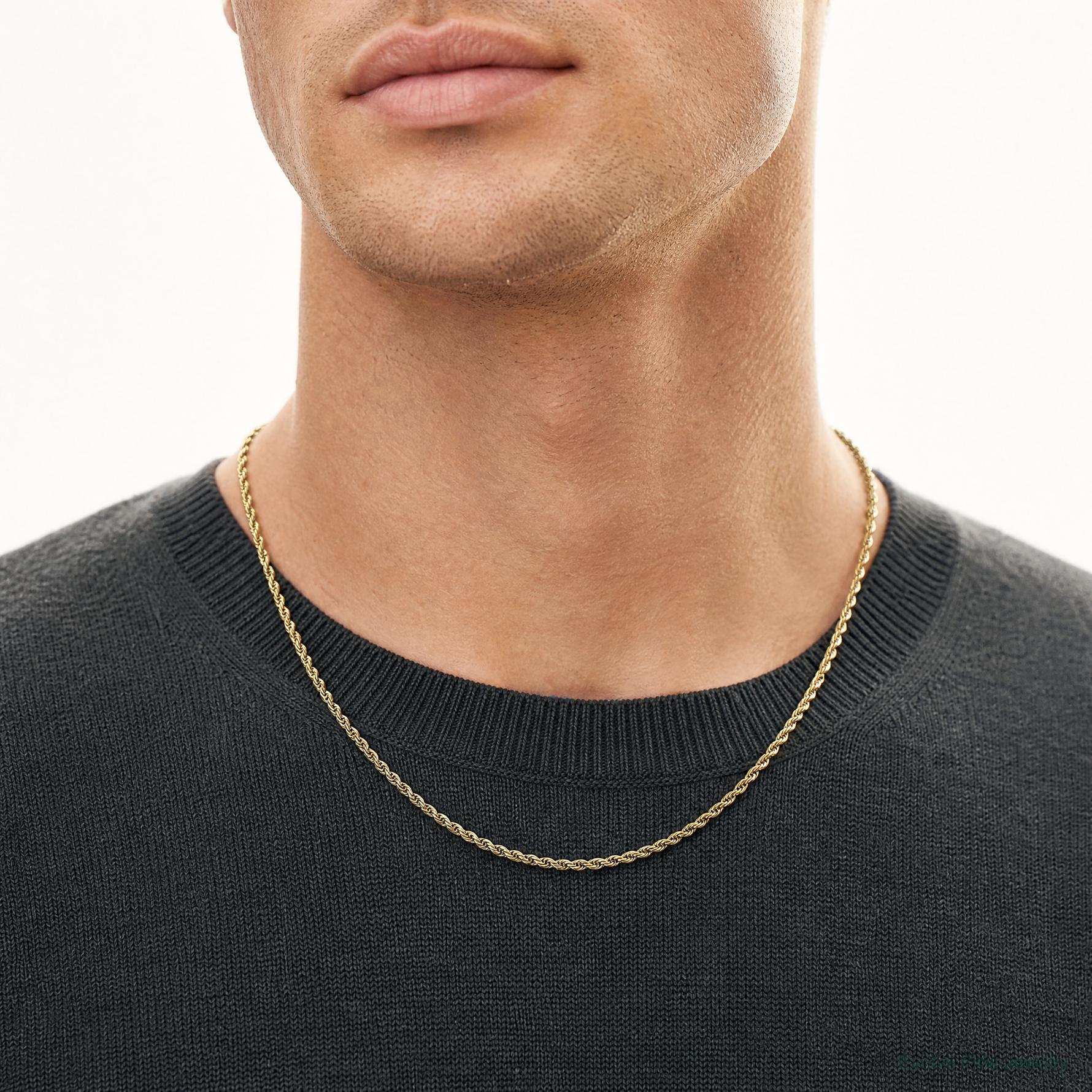 10k 2.8mm Semi-Solid Rope Chain - Model Shot