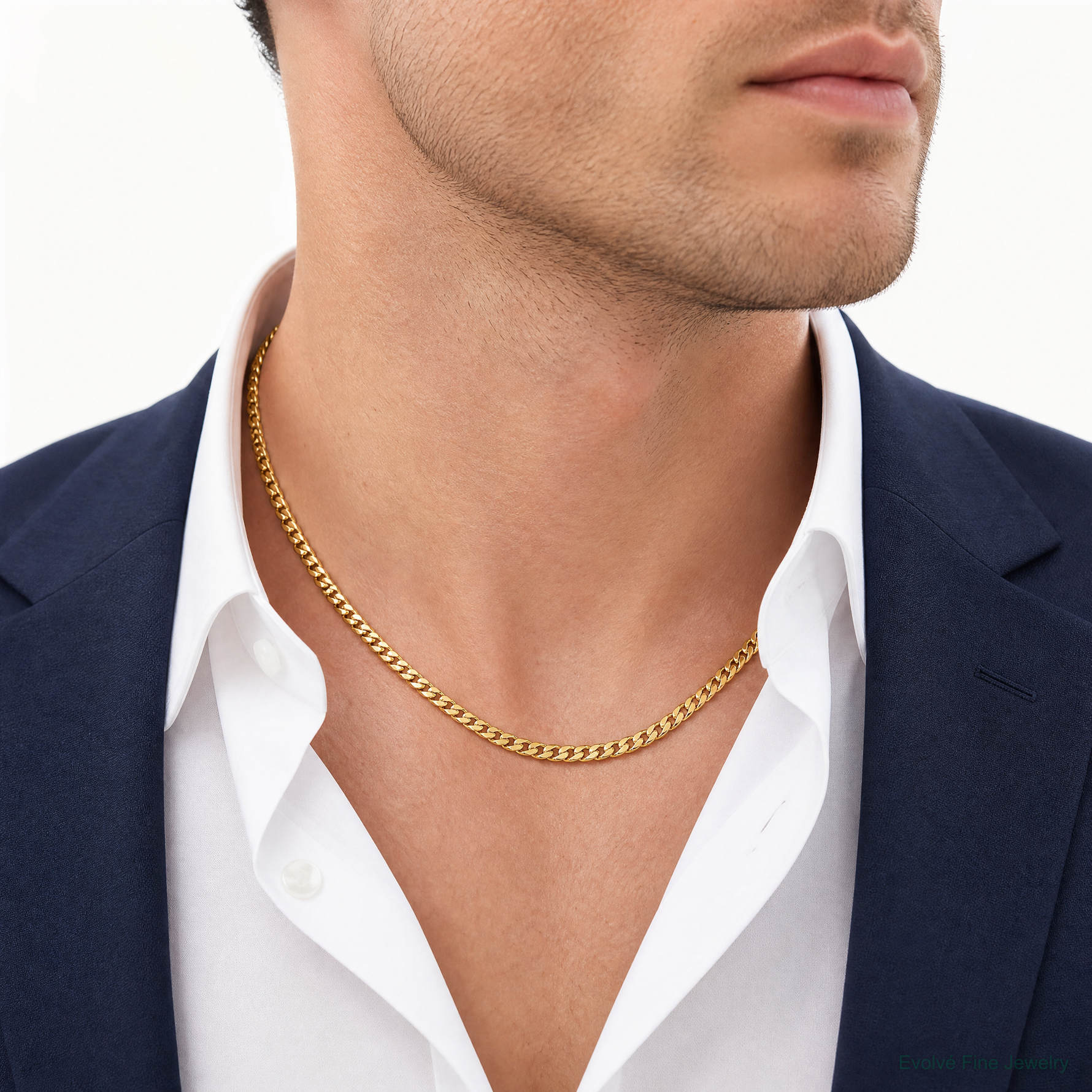 10k 6.75mm Semi-Solid Miami Cuban Chain - Model Shot