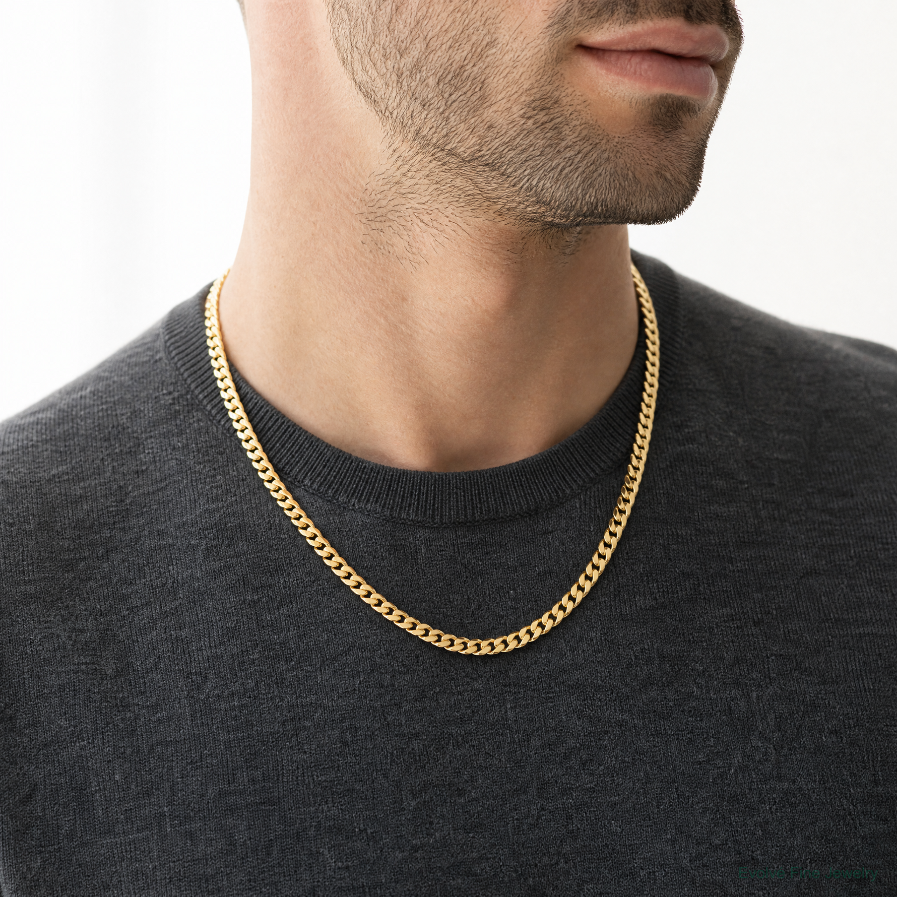 10k 7.3mm Semi-Solid Miami Cuban Chain - Model Shot