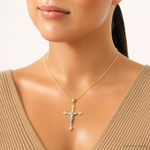 10K w/Rhodium CZ Crucifix Pendant - Model Shot