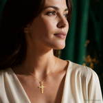 10k Diamond-Cut Cross Pendant - Model Shot