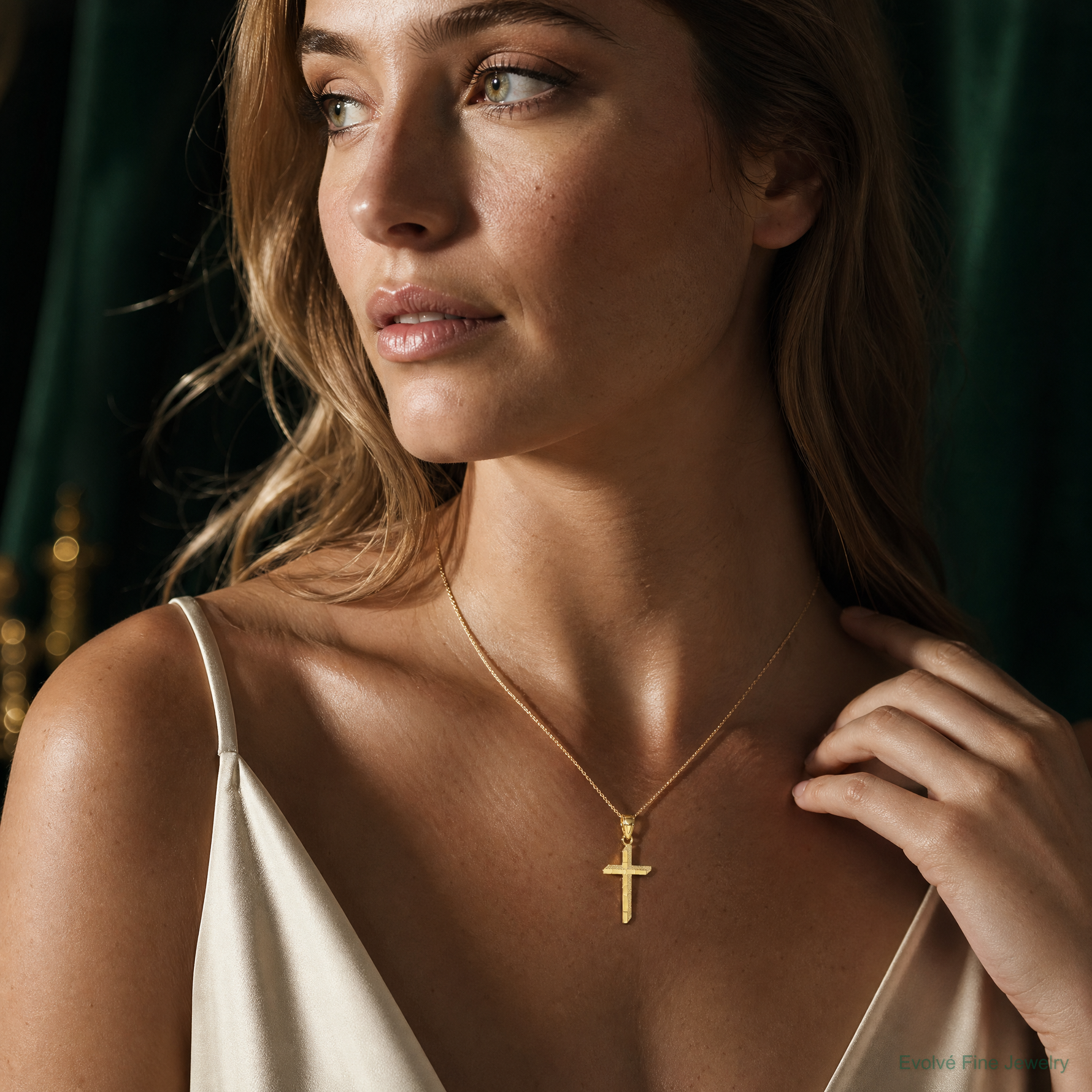 10k Cross Pendant - Model Shot