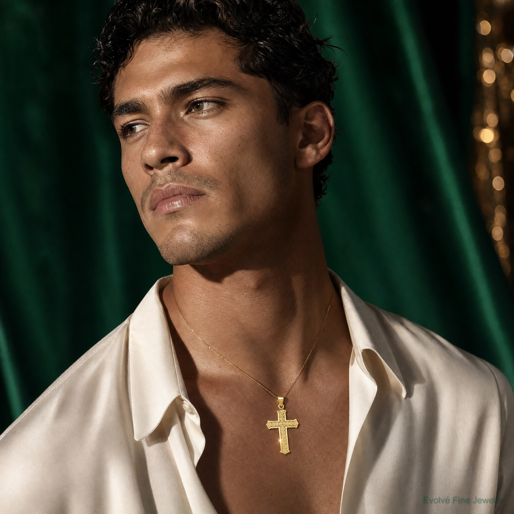 10k Cross Pendant - Model Shot