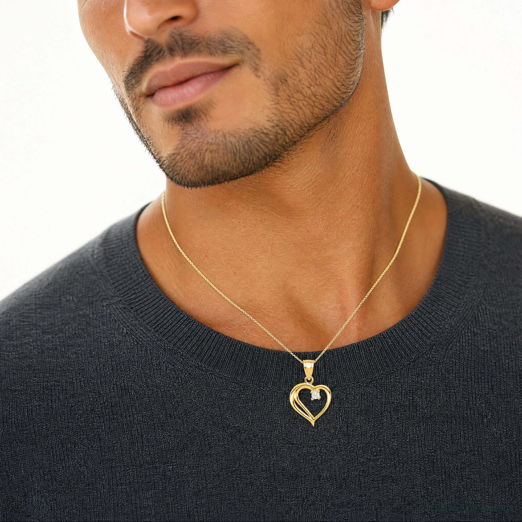 10k CZ Heart Pendant - Model Shot