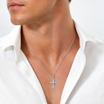 10k White Gold Reversible Crucifix /Cross Pendant - Model Shot
