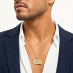10K w/Rhodium CZ Micropave 100 Dollar Bill Pendant - Model Shot