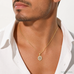 10K Two-Tone w/White Rhodium CZ Guadalupe Pendant - Model Shot