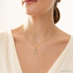 10K Polished Clear CZ Moon and Stars Charm - Model Shot