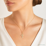10K Polished CZ Latin Cross Pendant - Model Shot
