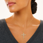 10K Polished CZ Fancy Cross Pendant - Model Shot