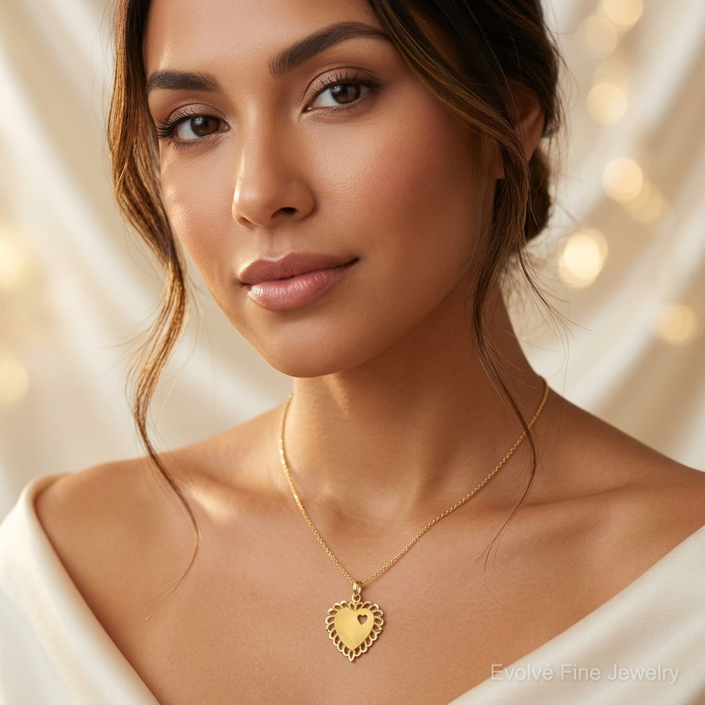 10k Heart Charm - Model Shot