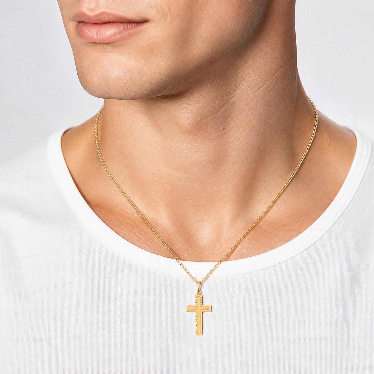10k Cross Charm - Model Shot