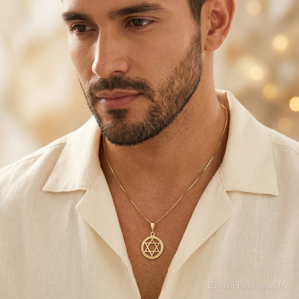 10K Star Of David Charm - Model Shot