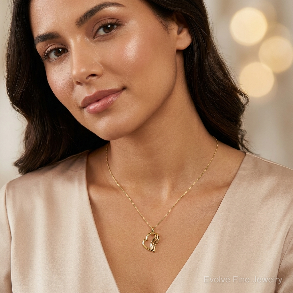 10k Heart Charm - Model Shot