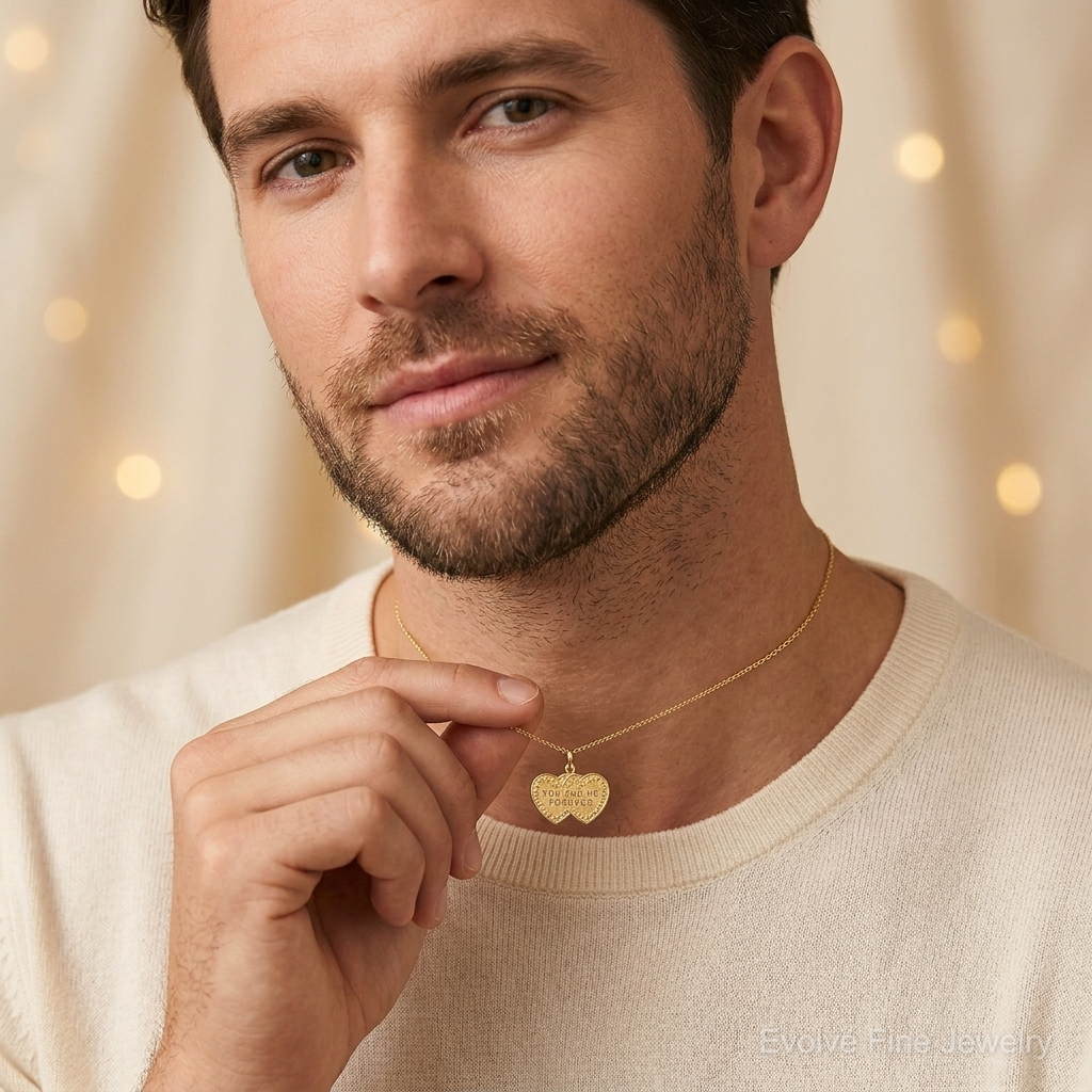 10K You and Me Forever Heart Charm - Model Shot
