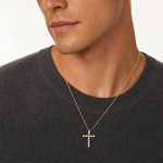 10k Polished CZ Cross Chain Slide Pendant - Model Shot