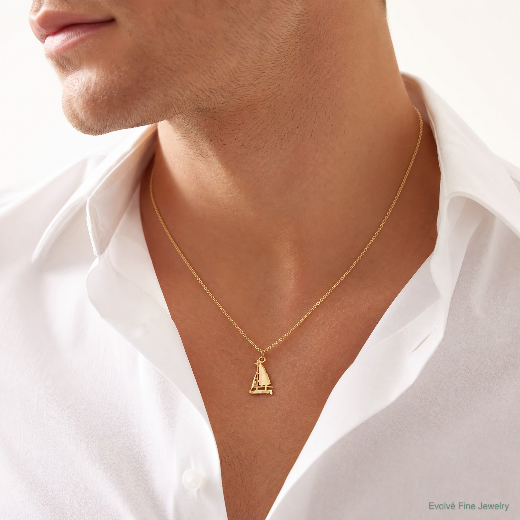10k Sailboat Charm - Model Shot