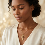 10K Eastern Orthodox Cross Charm - Model Shot