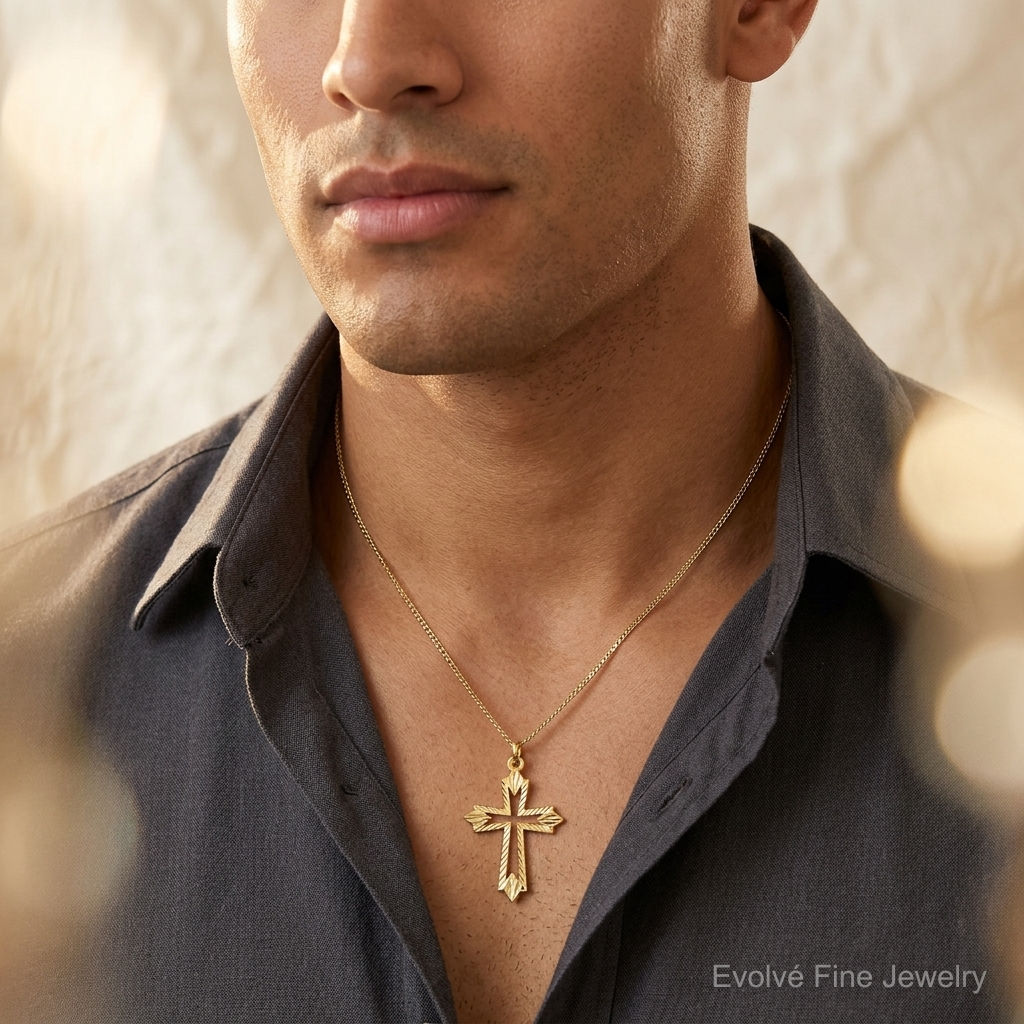 10k Cross Charm - Model Shot