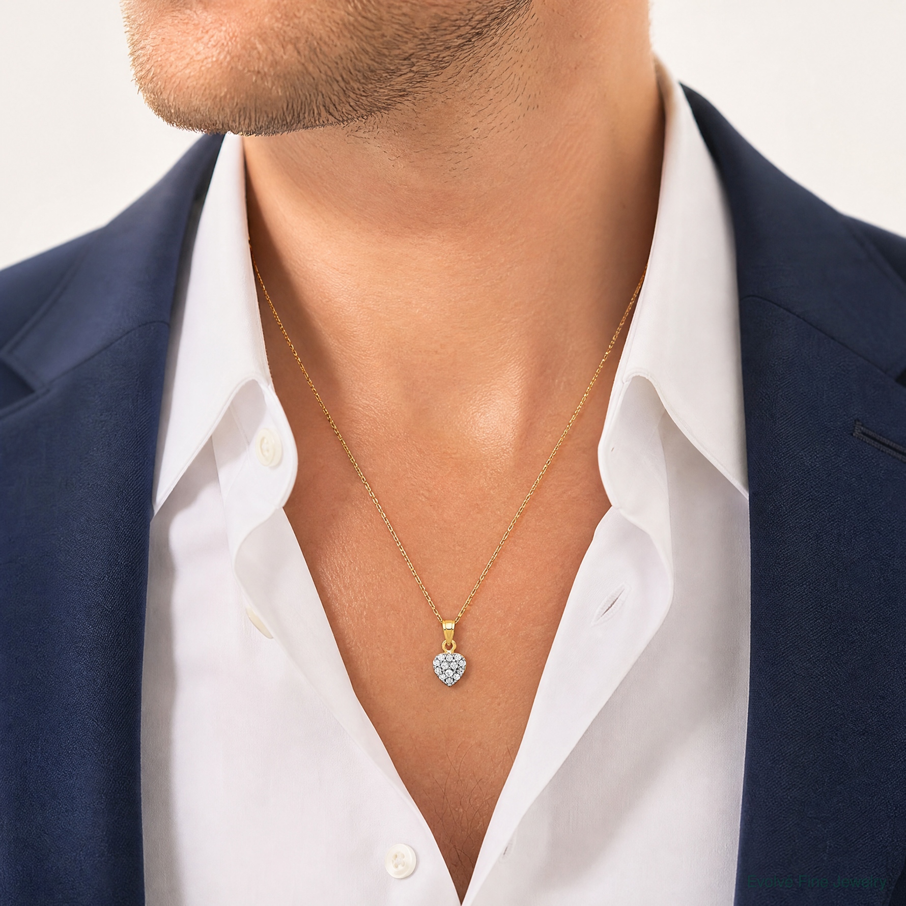 10k CZ Cluster Heart Charm - Model Shot