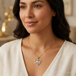 10K & Rhodium MOM Heart Charm - Model Shot
